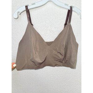 True & Co Triangle Bralette X-Large Bra Taupe Wire Free Stretchy Adjustable 1D